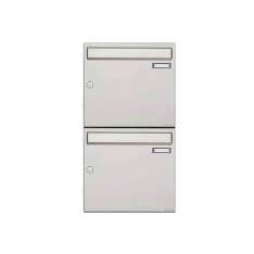 Briefkasten Manufaktur Basic | 2er 2x1 Edelstahl Aufputz Briefkastenanlage Design BASIC 382A-AP Edelstahl V2A, geschliffen 100mm