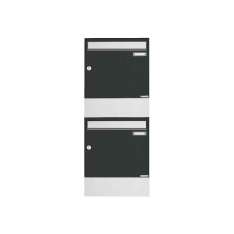 Briefkasten Manufaktur Basic | 2er 2x1 Aufputz Briefkasten BASIC 382A AP mit Zeitungsfach - Edelstahl-RAL 7016 anthrazitgrau