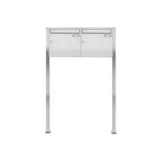 Briefkasten Manufaktur Basic | 2er 1x2 Edelstahl Standbriefkasten Design BASIC 384 ST-Q 100mm Tiefe