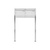 Briefkasten Manufaktur Basic | 2er 1x2 Edelstahl Standbriefkasten Design BASIC 384 ST-Q 100mm Tiefe