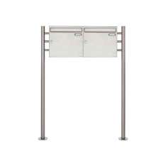 Briefkasten Manufaktur Basic | 2er 1x2 Edelstahl Standbriefkasten Design BASIC 381 ST-R Edelstahl V2A, geschliffen 100mm Tiefe