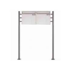 Briefkasten Manufaktur Basic | 2er 1x2 Edelstahl Standbriefkasten als Zaunbriefkasten BASIC 381Z-ST-R - Entnahme rückseitig