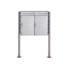 Briefkasten Manufaktur Basic | 2er 1x2 Edelstahl Paketbriefkasten freistehend BASIC 863 ST-R mit Paketfach 550x370