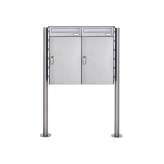 Briefkasten Manufaktur Basic | 2er 1x2 Edelstahl Paketbriefkasten freistehend BASIC 863 ST-R mit Paketfach 550x370
