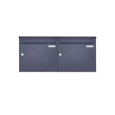 Briefkasten Manufaktur Basic | 2er 1x2 Edelstahl Aufputz Briefkasten Design BASIC Plus 382XA AP - RAL nach Wahl 100mm Tiefe