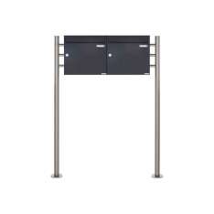 Briefkasten Manufaktur Basic | 2er 1x2 Briefkastenanlage freistehend Design BASIC 381 ST-R - RAL 7016 anthrazitgrau 100mm Tiefe