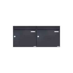Briefkasten Manufaktur Basic | 2er 1x2 Aufputz Briefkasten Design BASIC 382A AP - RAL 7016 anthrazitgrau 100mm Tiefe