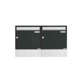 Briefkasten Manufaktur Basic | 2er 1x2 Aufputz Briefkasten BASIC 382A AP mit Zeitungsfach - Edelstahl-RAL 7016 anthrazitgrau