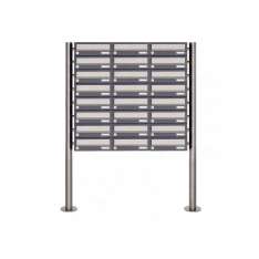 Briefkasten Manufaktur Basic | 24er 8x3 Briefkastenanlage freistehend Design BASIC 385 ST-R - Edelstahl-RAL 7016 anthrazitgrau