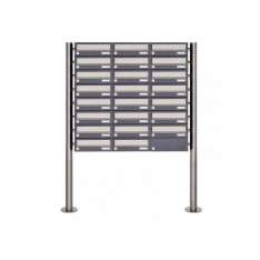 Briefkasten Manufaktur Basic | 23er 8x3 Briefkastenanlage freistehend Design BASIC 385 ST-R - Edelstahl-RAL 7016 anthrazitgrau