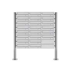 Briefkasten Manufaktur Basic | 22er Briefkastenanlage freistehend Design BASIC 385-VA ST-R - Edelstahl V2A, geschliffen