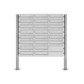 Briefkasten Manufaktur Basic | 22er Briefkastenanlage freistehend Design BASIC 385-VA ST-R - Edelstahl V2A, geschliffen