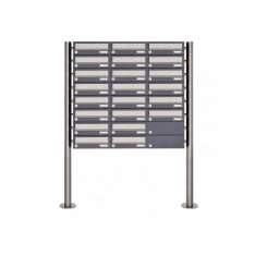 Briefkasten Manufaktur Basic | 22er 8x3 Briefkastenanlage freistehend Design BASIC 385 ST-R - Edelstahl-RAL 7016 anthrazitgrau