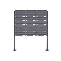 Briefkasten Manufaktur Basic | 21er Edelstahl Briefkastenanlage freistehend Design BASIC Plus 385XP ST-T - RAL nach Wahl