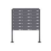 Briefkasten Manufaktur Basic | 21er Edelstahl Briefkastenanlage freistehend Design BASIC Plus 385XP ST-T - RAL nach Wahl