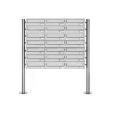 Briefkasten Manufaktur Basic | 21er Briefkastenanlage freistehend Design BASIC 385-VA ST-R - Edelstahl V2A, geschliffen