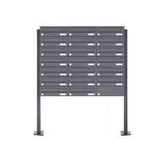 Briefkasten Manufaktur Basic | 20er Edelstahl Briefkastenanlage freistehend Design BASIC Plus 385XP ST-T - RAL nach Wahl