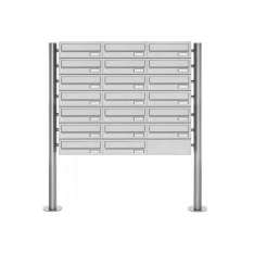 Briefkasten Manufaktur Basic | 20er Briefkastenanlage freistehend Design BASIC 385-VA ST-R - Edelstahl V2A, geschliffen