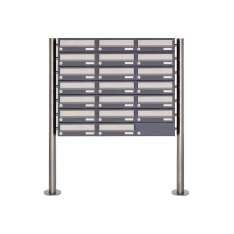 Briefkasten Manufaktur Basic | 20er 7x3 Briefkastenanlage freistehend Design BASIC 385 ST-R - Edelstahl-RAL 7016 anthrazitgrau
