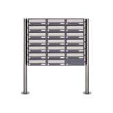 Briefkasten Manufaktur Basic | 20er 7x3 Briefkastenanlage freistehend Design BASIC 385 ST-R - Edelstahl-RAL 7016 anthrazitgrau