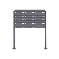 Briefkasten Manufaktur Basic | 14er 5x3 Edelstahl Briefkastenanlage freistehend Design BASIC Plus 385XP ST-T - RAL nach Wahl