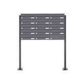 Briefkasten Manufaktur Basic | 14er 5x3 Edelstahl Briefkastenanlage freistehend Design BASIC Plus 385XP ST-T - RAL nach Wahl