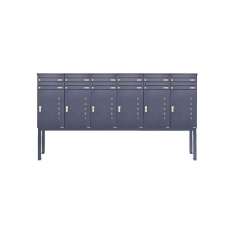 Briefkasten Manufaktur Basic | 12er Briefkastenanlage freistehend BASIC 863 ST-Q mit 6x Paketfach -12x Briefkasten in RAL 7016