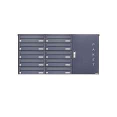 Briefkasten Manufaktur Basic | 10er Aufputz Paketbriefkasten BASIC 863 AP mit Paketfach 550x370 in RAL 7016 anthrazitgrau Rechts