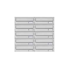 Briefkasten Manufaktur Basic | 10er 5x2 Aufputz Briefkastenanlage Design BASIC 385A AP - Edelstahl V2A, geschliffen