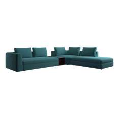 BoConcept Bergamo corner sofa with lounging unit and pouf wstorage