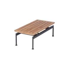 Barlow Tyrie Layout Narrow Low Table 80 Rectangular with Teak top (powder coated) (Forge Grey Frame)