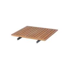 Barlow Tyrie Layout Bridging Table 80 Square with Teak top (powder coated) (Forge Grey Frame)