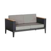 Barlow Tyrie Aura Deep Seating Two-seat Settee DS (Graphite Frame - Charcoal Sides)