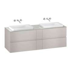 Armani Roca FURNITURE | 1800 mm wall-hung furniture for 2 over countertop washbasins and wall-mounted basin mixers | Silver