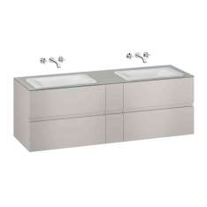 Armani Roca FURNITURE | 1800 mm wall-hung furniture for 2 countertop washbasins and wall-mounted basin mixers | Silver