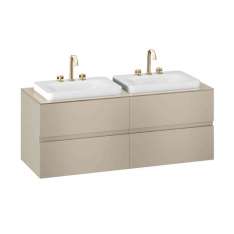 Armani Roca FURNITURE | 1550 mm wall-hung furniture for 2 over countertop washbasins and deck-mounted basin mixers | Greige