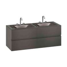 Armani Roca FURNITURE | 1550 mm wall-hung furniture for 2 countertop washbasins and deck-mounted basin mixers | Nero