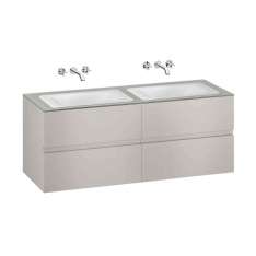 Armani Roca FURNITURE | 1550 mm wall-hung furniture for 2 countertop washbasins and wall-mounted basin mixers | Silver
