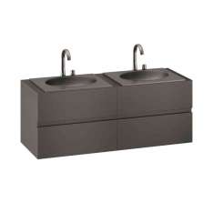 Armani Roca FURNITURE | 1550 mm Furniture with upper and lower drawer for two 650 mm countertop washbasin | Nero