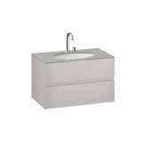 Armani Roca FURNITURE | 1000 mm Furniture with upper and lower drawer for single 670 mm under-counter washbasin | Silver