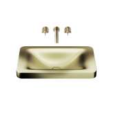 Armani Roca BASINS | 660 mm over countertop washbasin for wall-mounted basin mixer | Shagreen Matt Gold