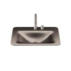 Armani Roca BASINS | 660 mm countertop washbasin for 2-hole basin mixer | Dark Metallic