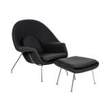 Fotel Cozy z podnóżkiem | grafitowy szary . 4 - wełna Kaszmirowa | stal polerowana