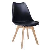 Poduszka Krzesło Nordic Premium czarne - podstawa dębowa | z ekoskóry