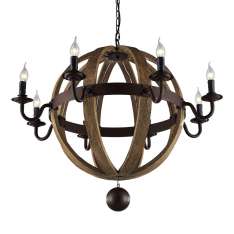 Żyrandol Rustic Wood Globe Chandelier 76 cm - drewniany Rustykalny