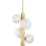 Lampa wisząca 4 Balls At Rod - 4 x mleczna kula