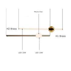 Lampa Stick H 2 Glass - LED wisząca szkło i mosiądz