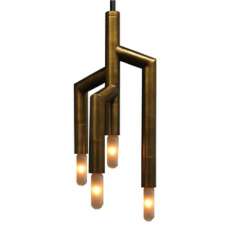 Lampa wisząca Fork 3D - nowoczesna - mosiądz