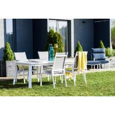 Stół ogrodowy Biały obiadowy Laura 200 x 100 x 76 cm