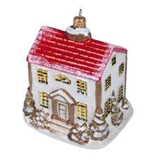 Bombka Ręcznie Zdobiona szklana Chatka 14 cm
